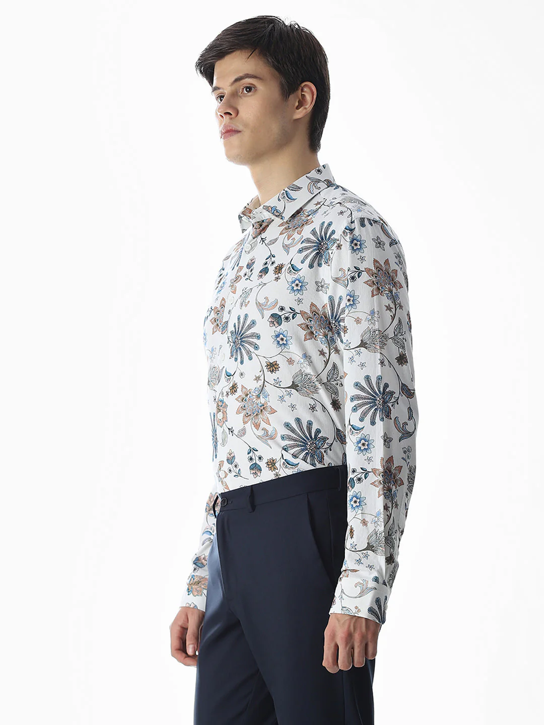 White Printed Cotton Shirt - Image 3