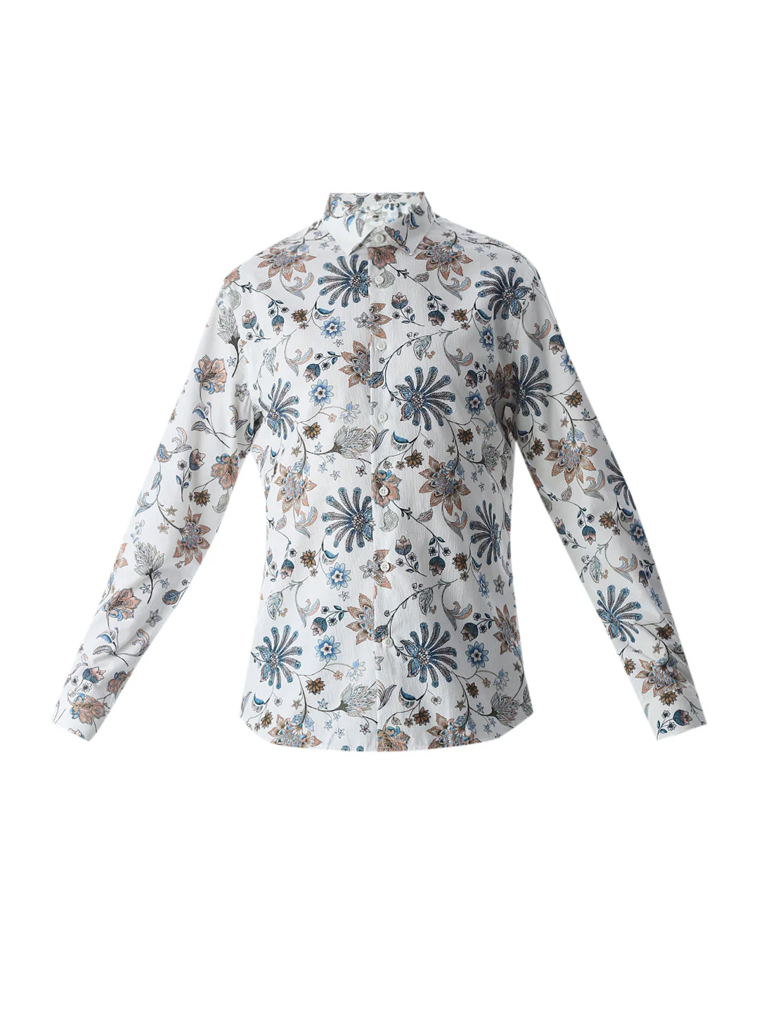 White Printed Cotton Shirt - Image 7