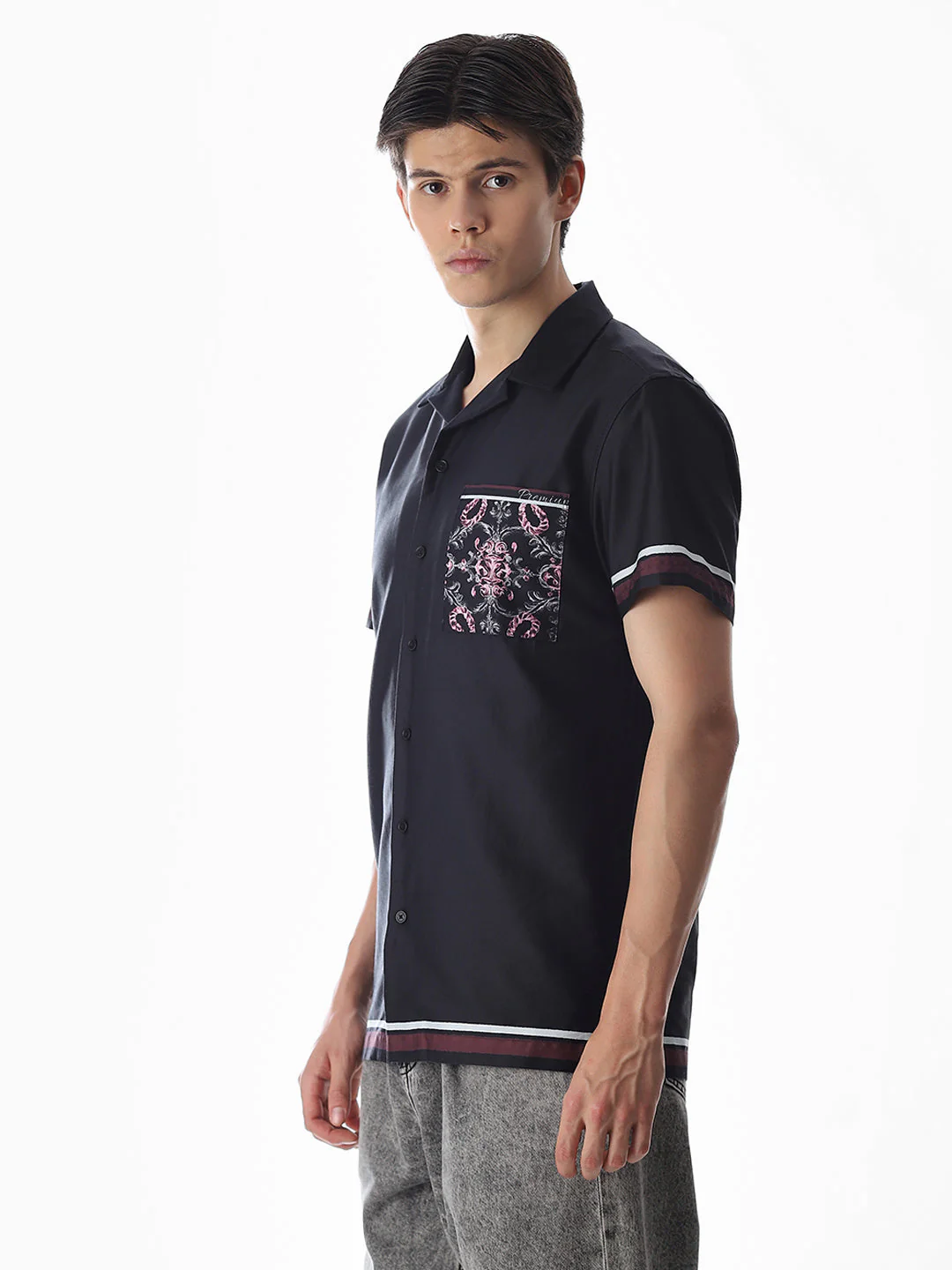 Black Resort Collar Comfort Fit Shirt - Image 3