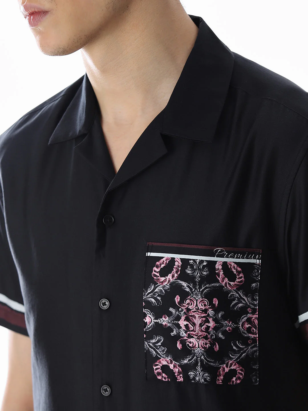 Black Resort Collar Comfort Fit Shirt - Image 5