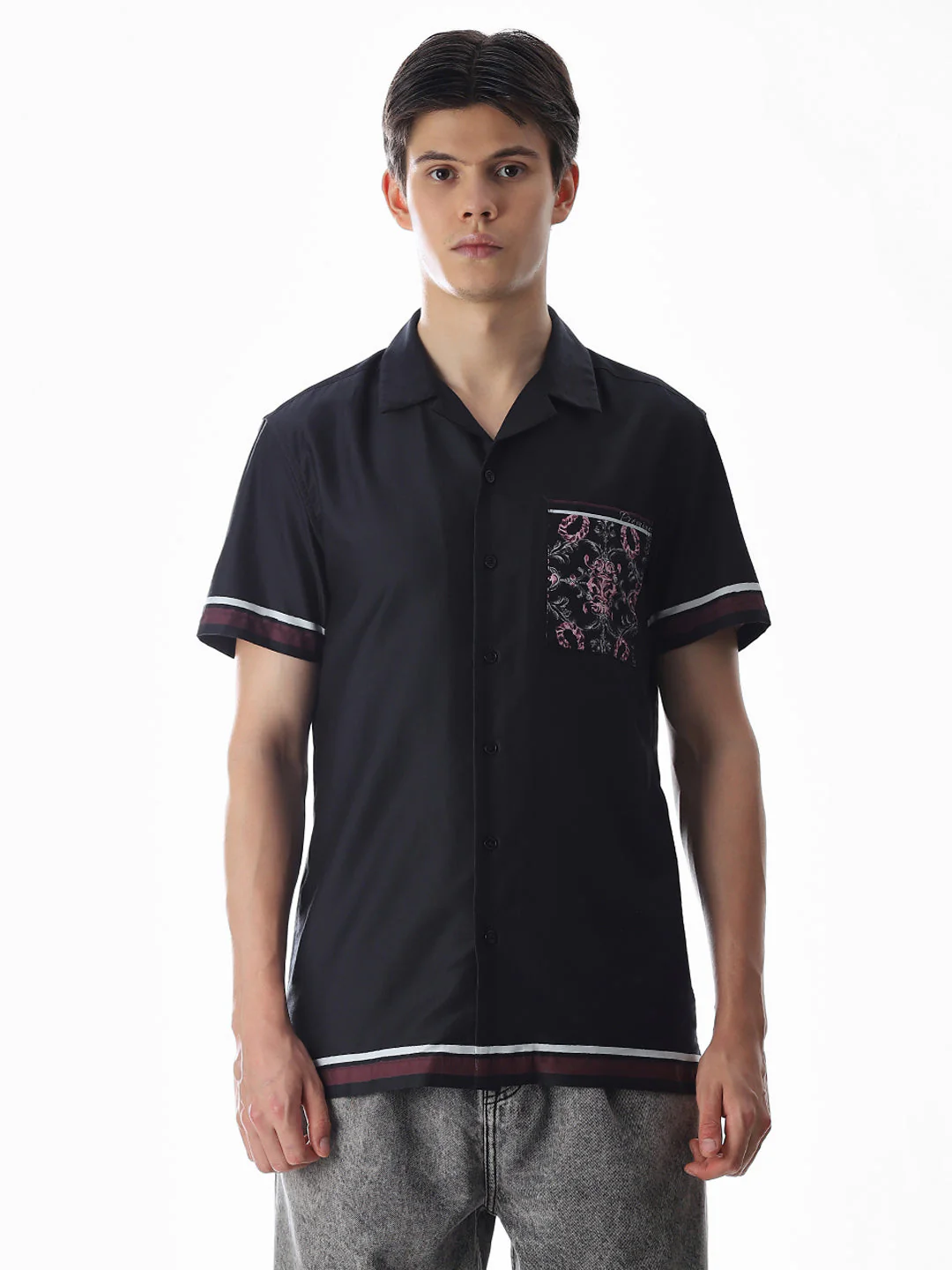 Black Resort Collar Comfort Fit Shirt - Image 8
