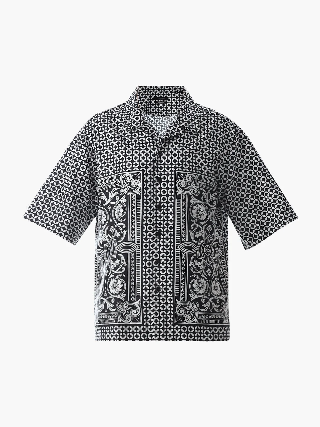 Black Abstract Print Oversized Shirt - Image 7