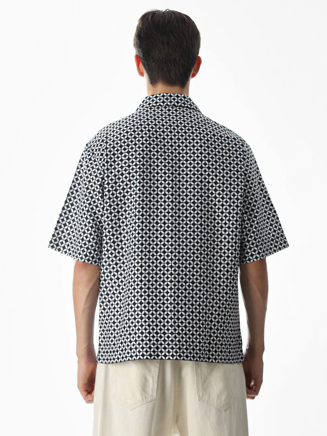 Black Abstract Print Oversized Shirt - Image 9