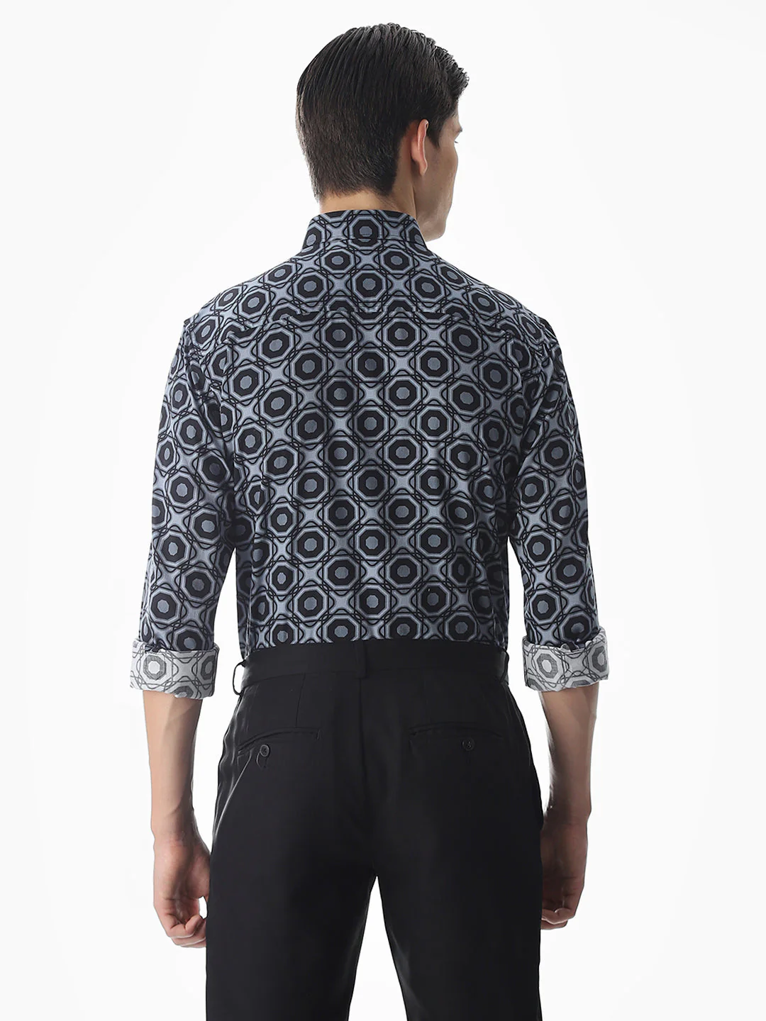 Grey Printed Cotton Shirt - Image 4