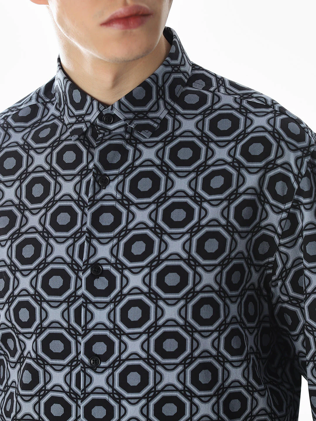 Grey Printed Cotton Shirt - Image 5