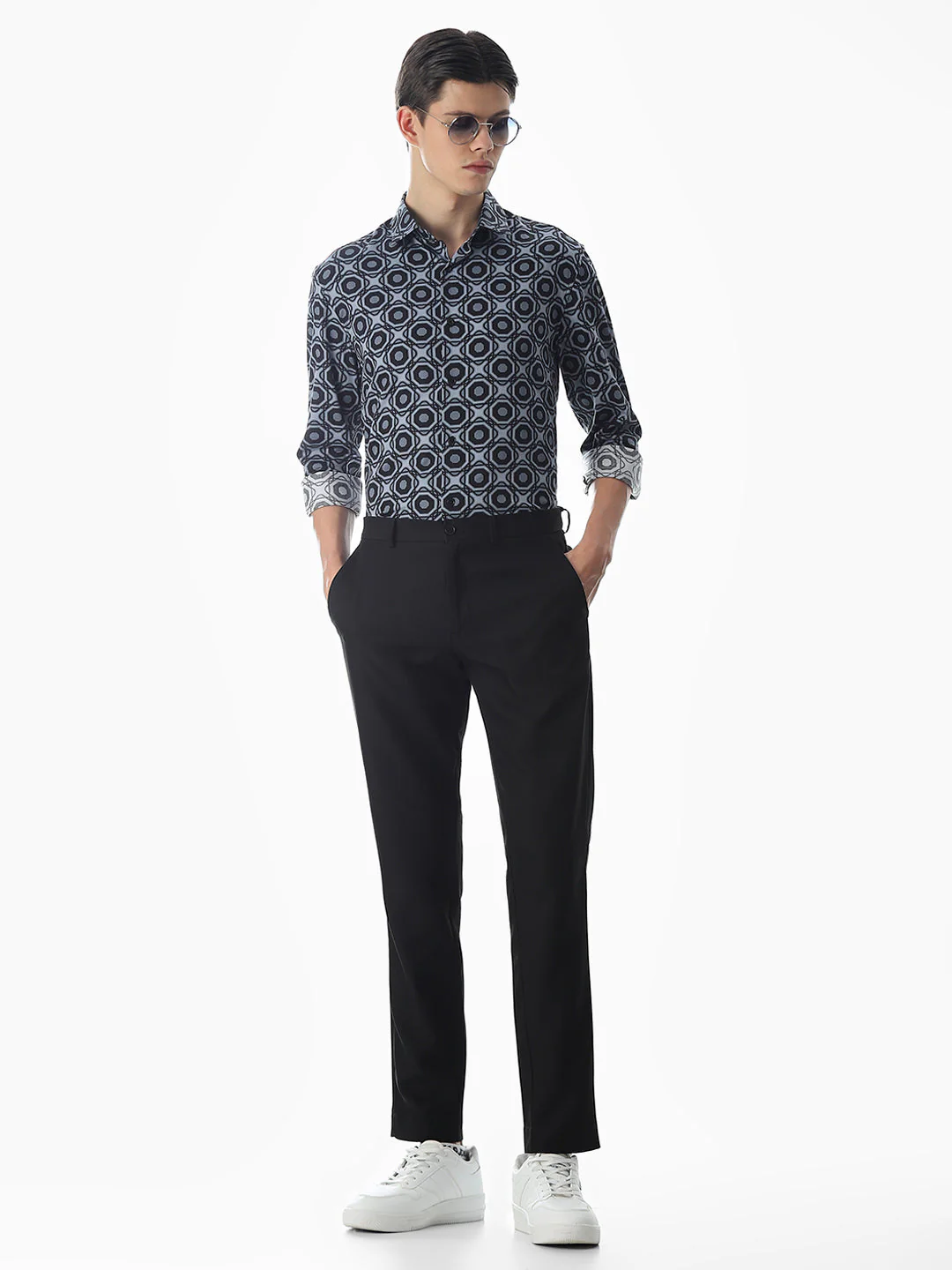 Grey Printed Cotton Shirt - Image 6
