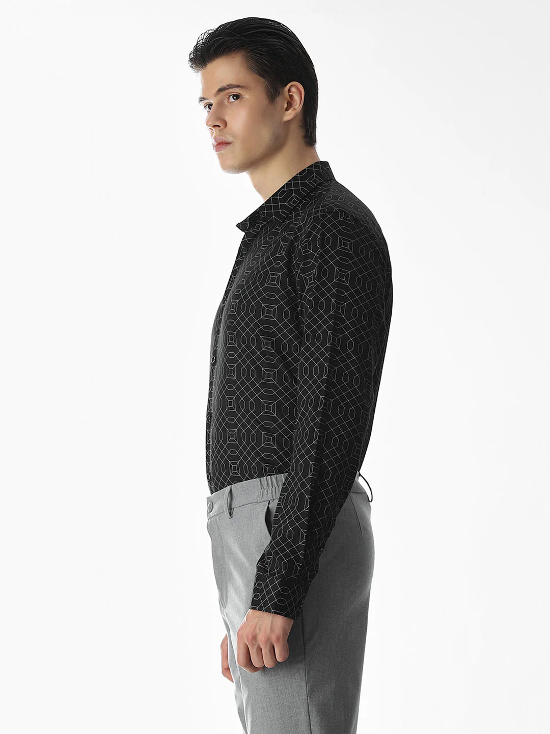 Black Printed Cotton Shirt - Image 3
