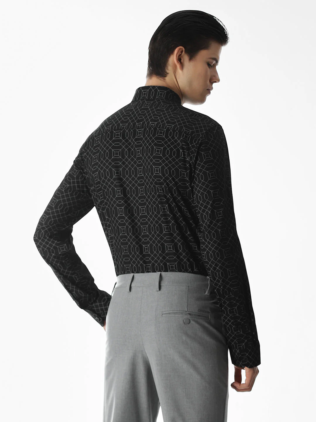 Black Printed Cotton Shirt - Image 4