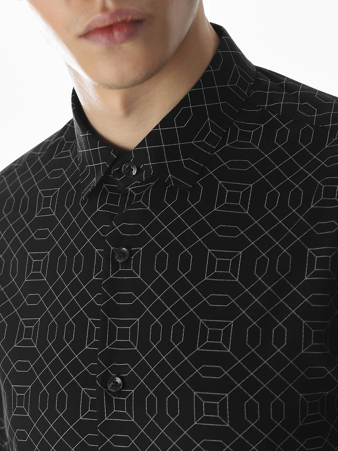 Black Printed Cotton Shirt - Image 5