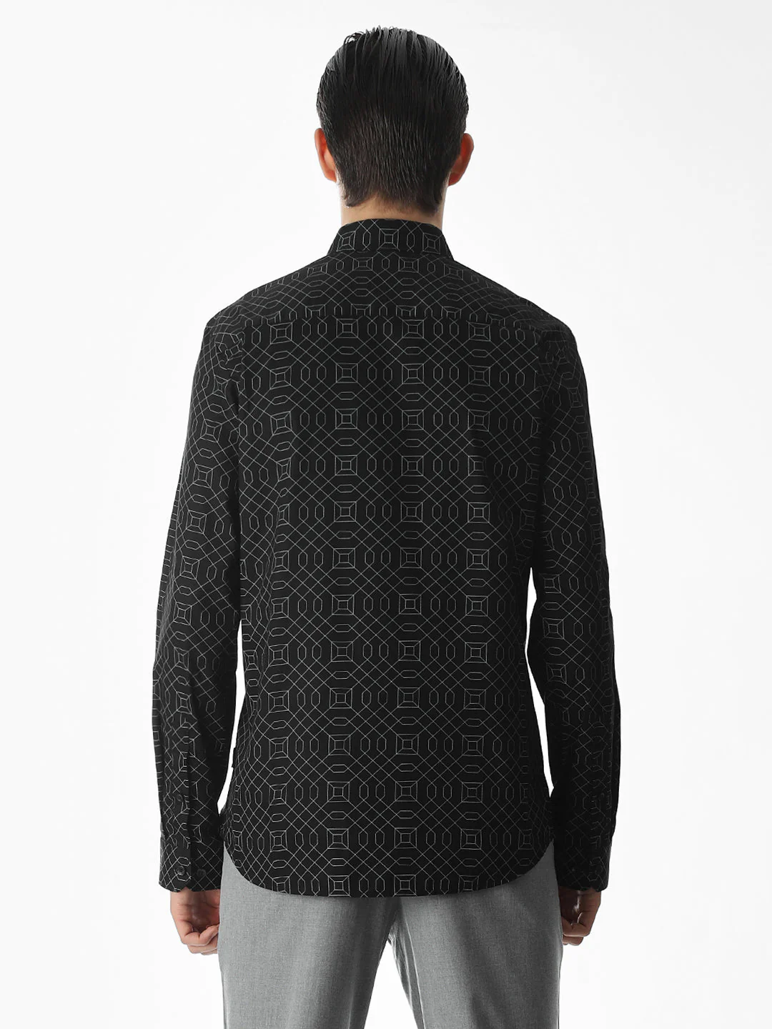 Black Printed Cotton Shirt - Image 9
