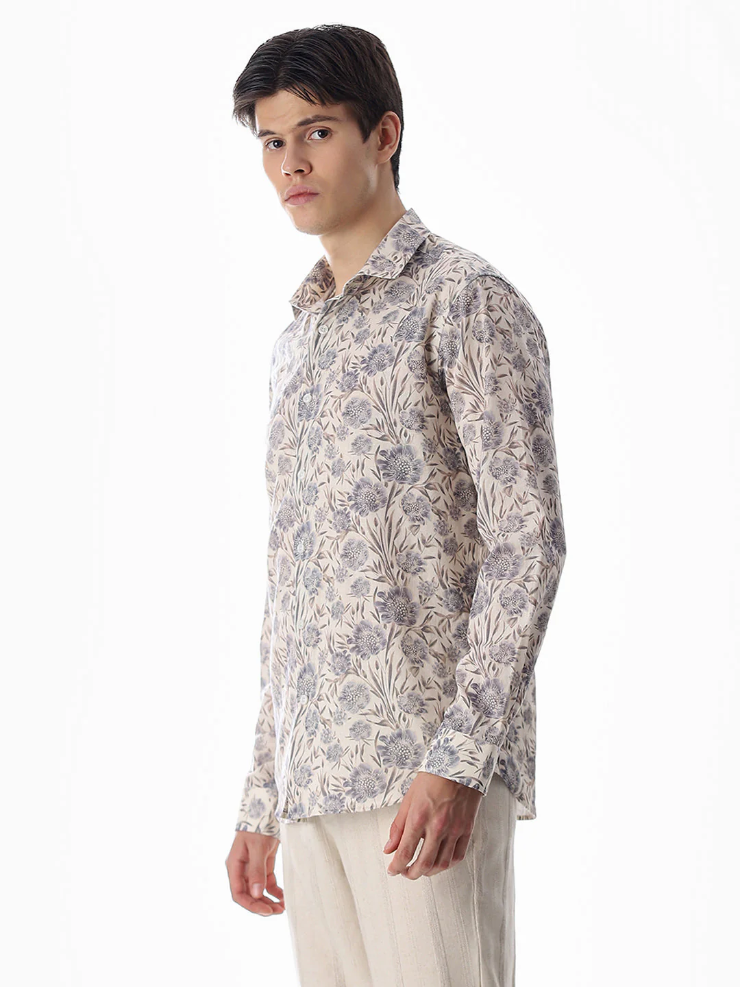 Beige Printed Cotton Shirt - Image 3