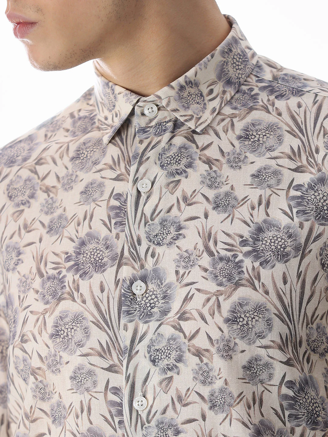 Beige Printed Cotton Shirt - Image 5