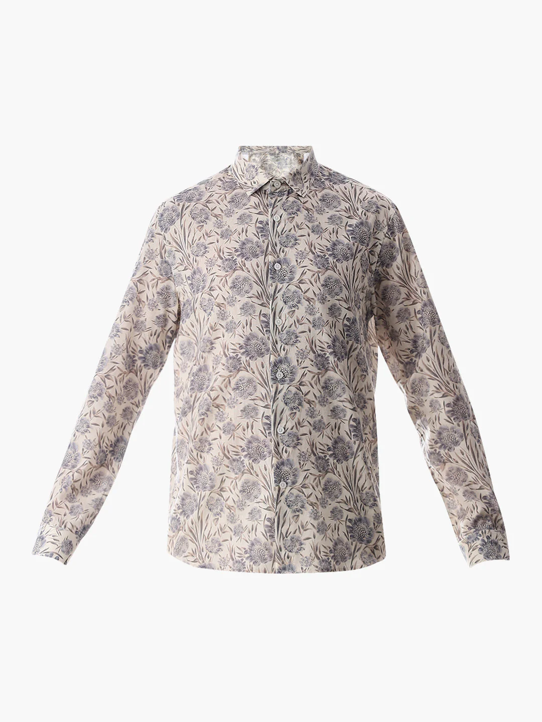 Beige Printed Cotton Shirt - Image 7