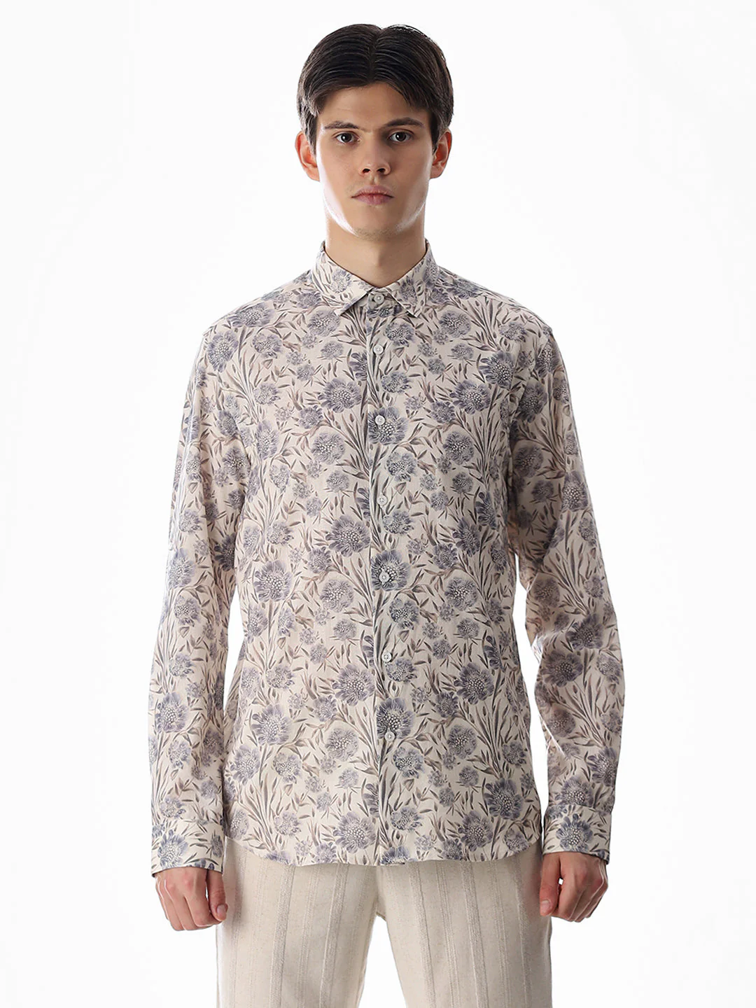 Beige Printed Cotton Shirt - Image 8