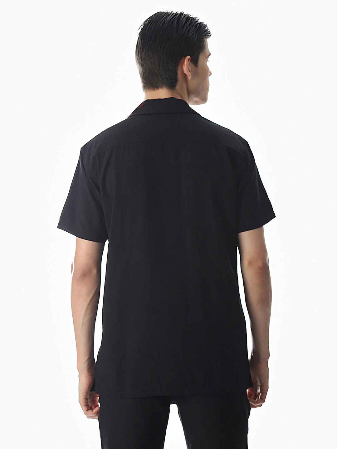 Black Embroidered Comfort Fit Shirt - Image 4