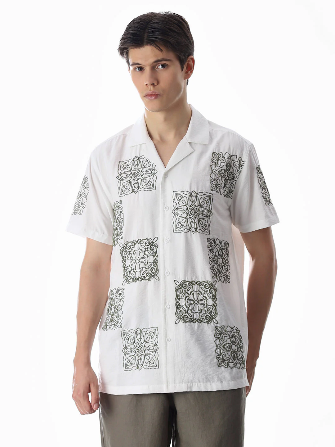 White Embroidered Comfort Fit Shirt - Image 2