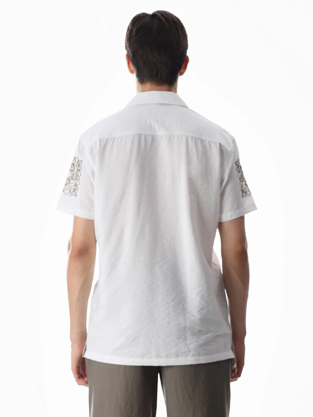 White Embroidered Comfort Fit Shirt - Image 9