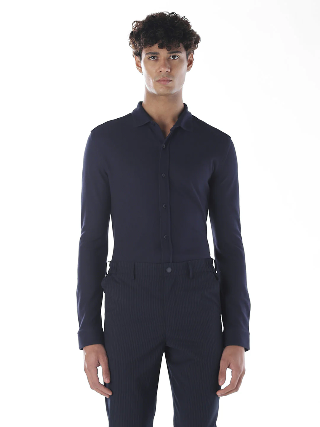 Slim Fit Knitted Cotton Shirt - Image 2