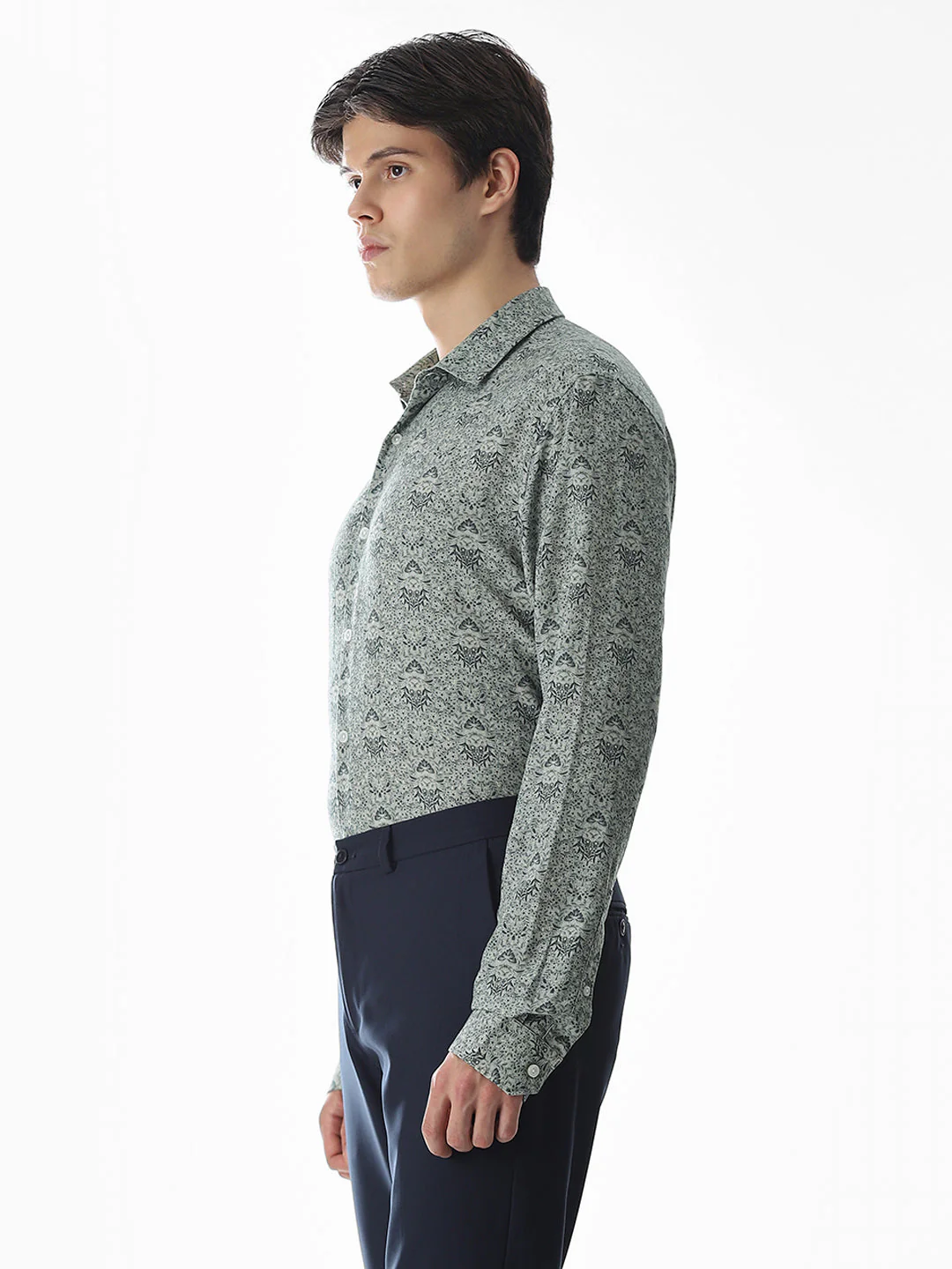 Green Printed Viscose Blend Shirt - Image 3