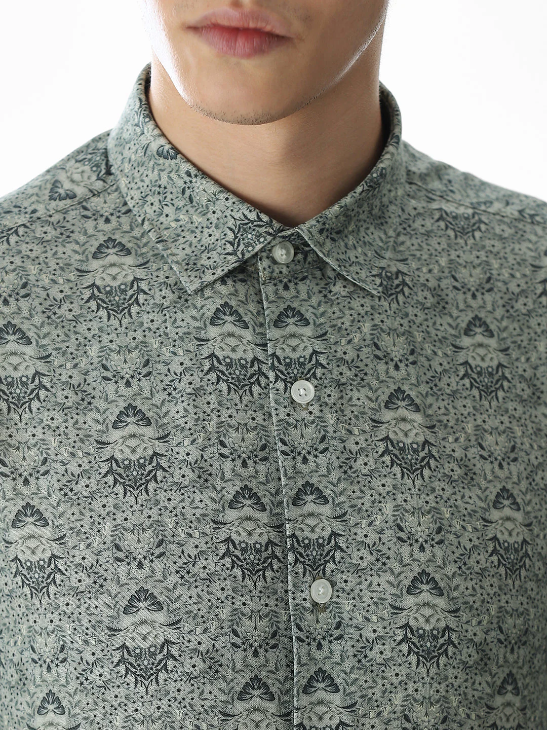Green Printed Viscose Blend Shirt - Image 5