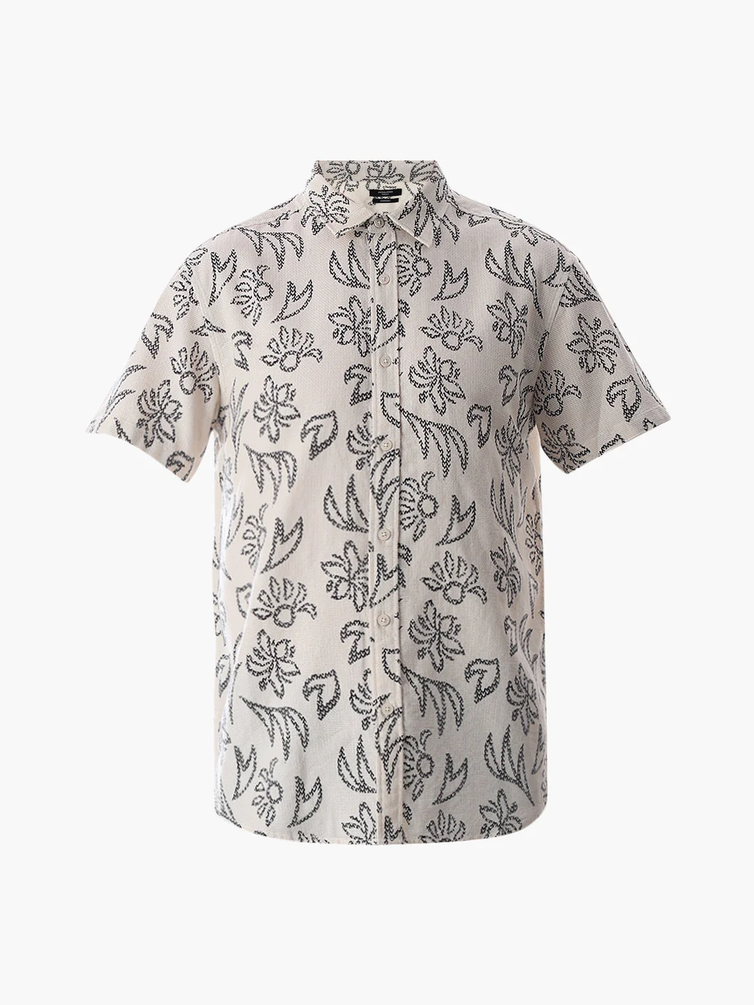Beige Printed Comfort Fit Shirt - Image 7