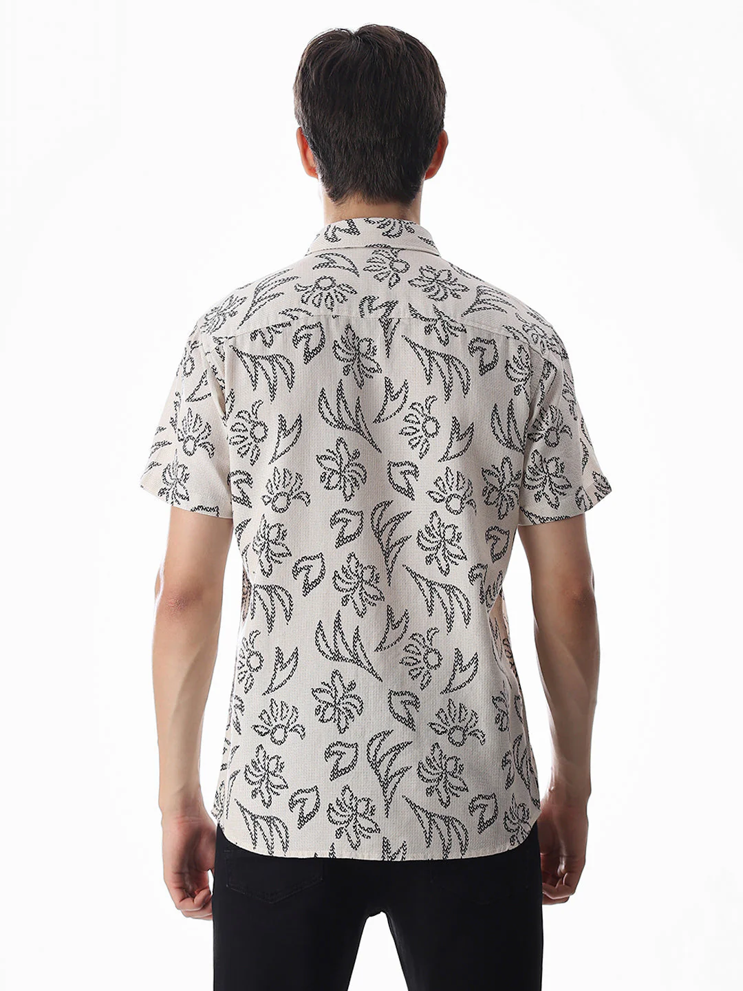 Beige Printed Comfort Fit Shirt - Image 9