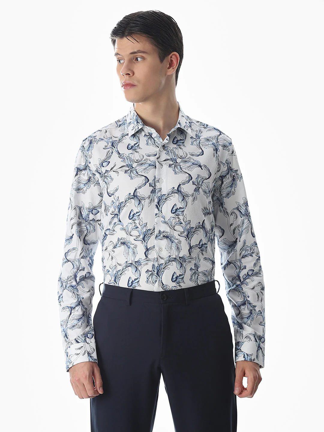White Printed Cotton Shirt - Image 2