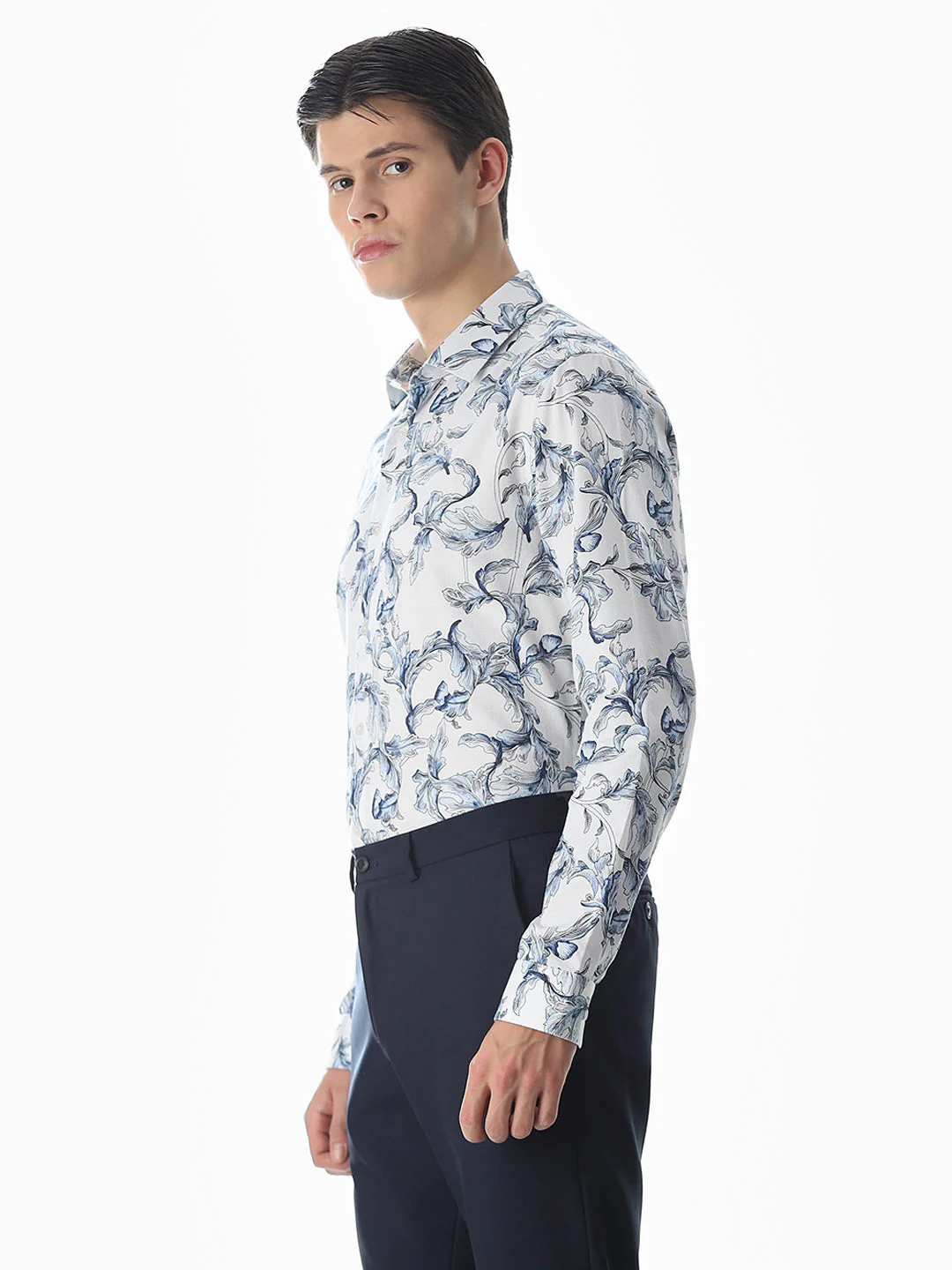 White Printed Cotton Shirt - Image 3