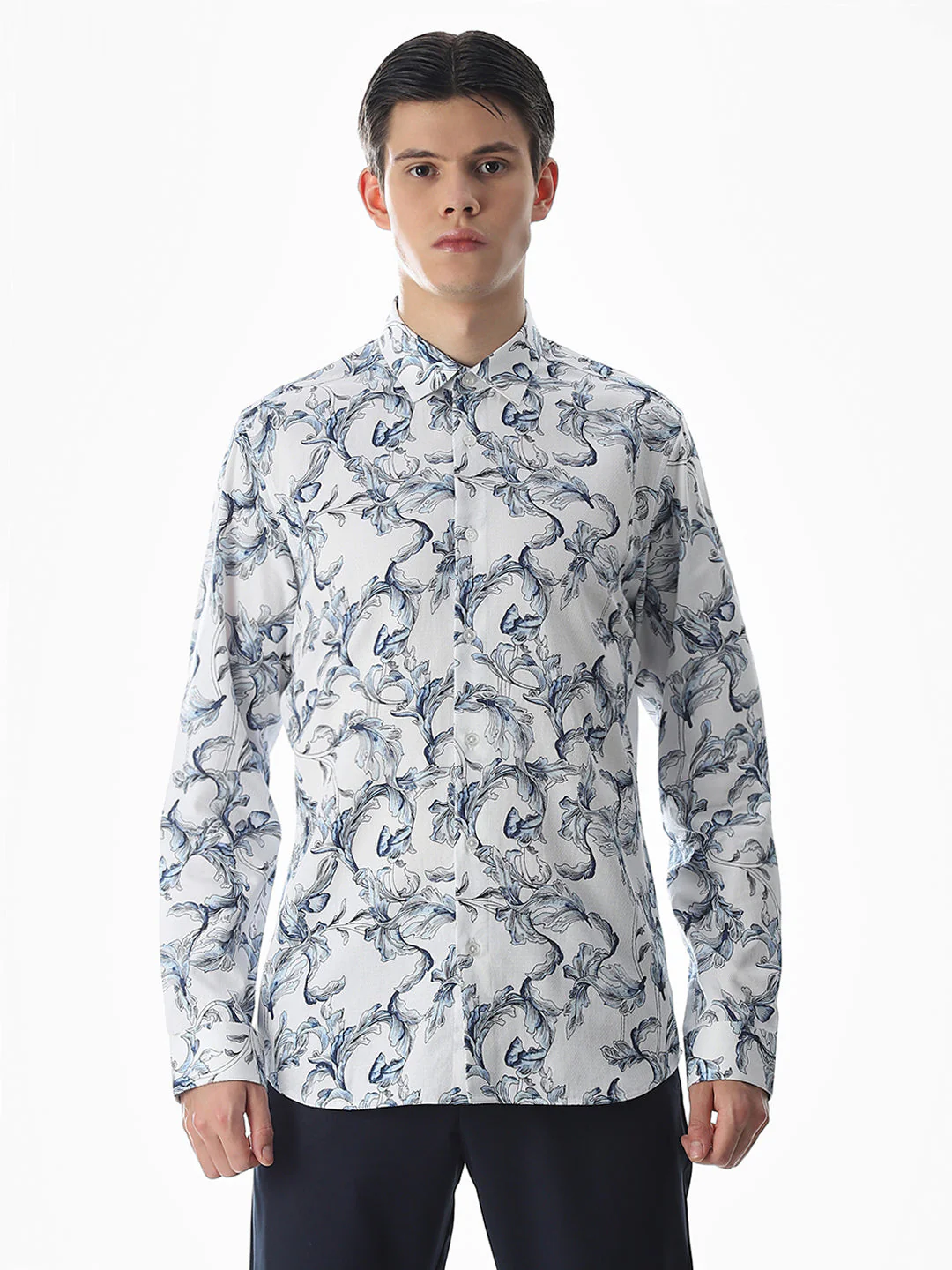 White Printed Cotton Shirt - Image 8