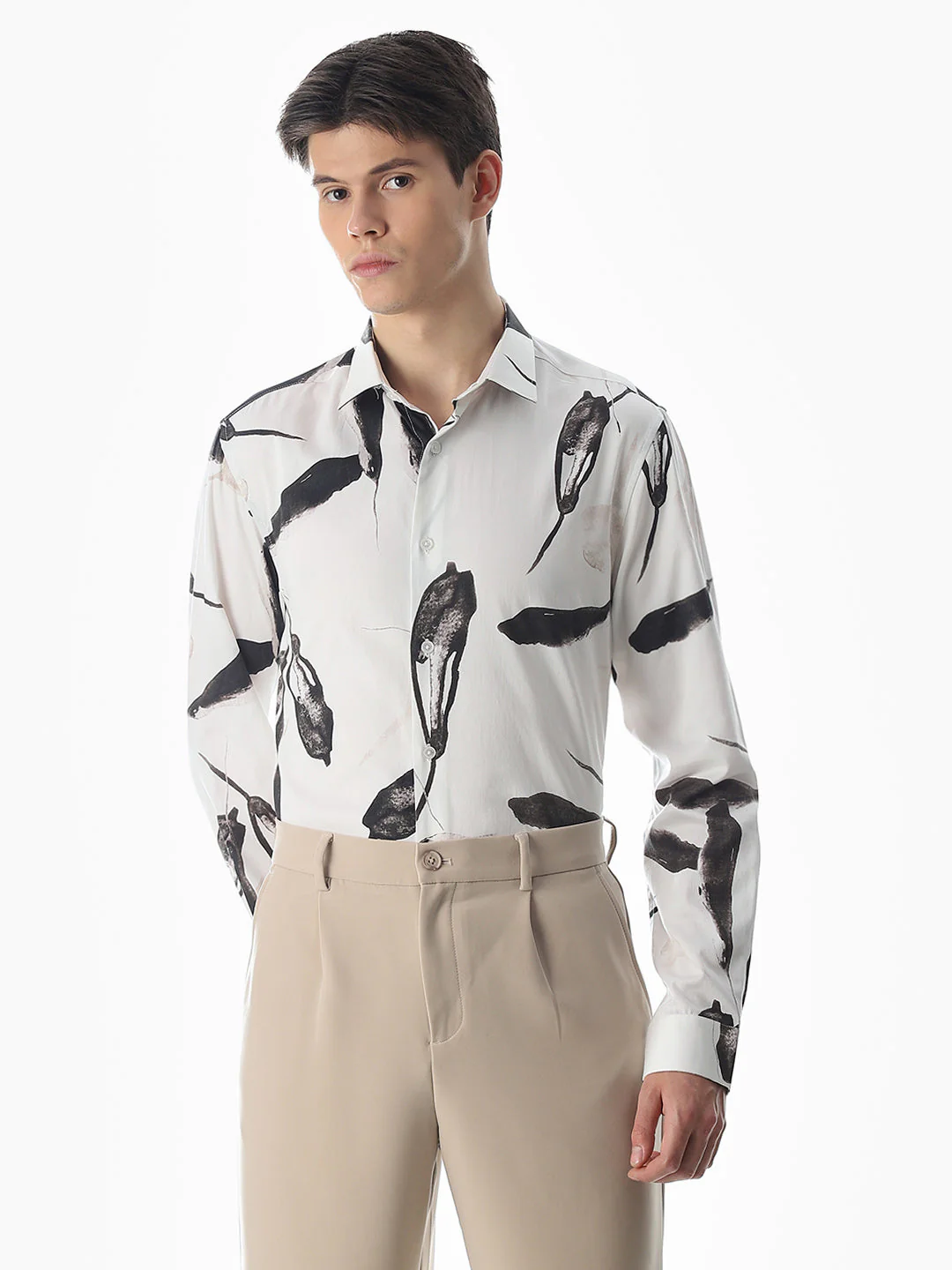 White Printed Cotton Shirt - Image 2