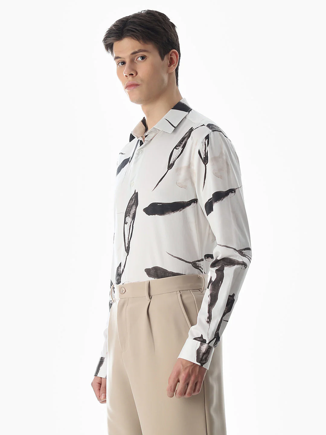 White Printed Cotton Shirt - Image 3