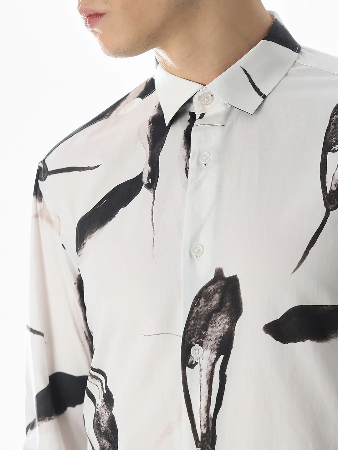 White Printed Cotton Shirt - Image 5