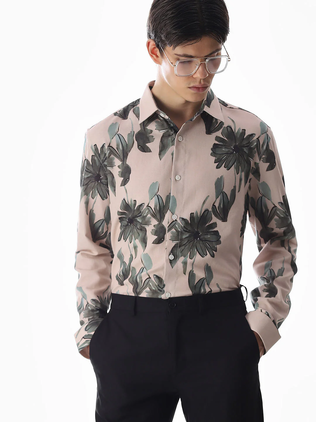 Olive Cotton Slim Fit Shirt