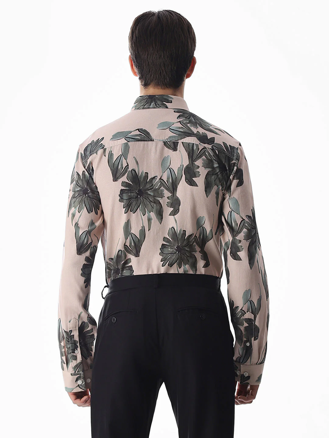 Olive Cotton Slim Fit Shirt - Image 4