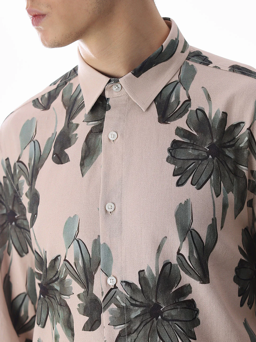 Olive Cotton Slim Fit Shirt - Image 5
