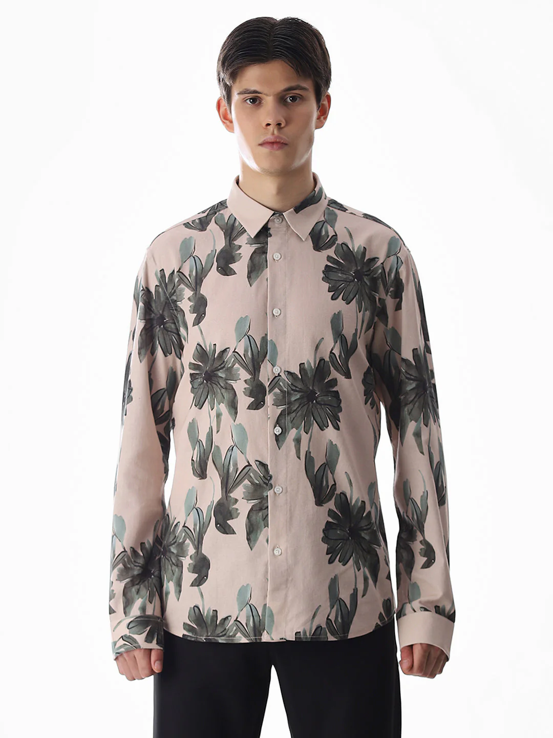 Olive Cotton Slim Fit Shirt - Image 8