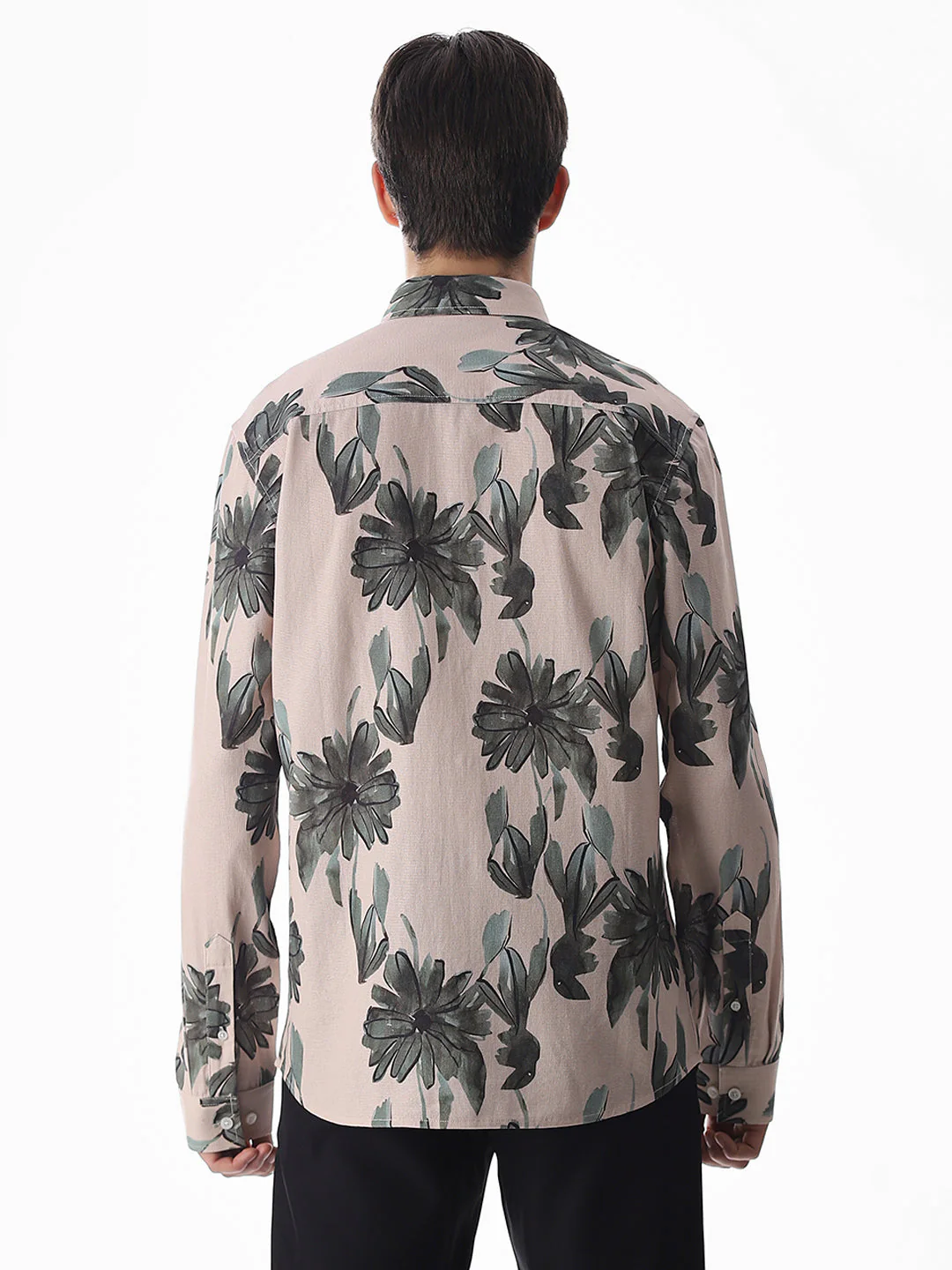 Olive Cotton Slim Fit Shirt - Image 9