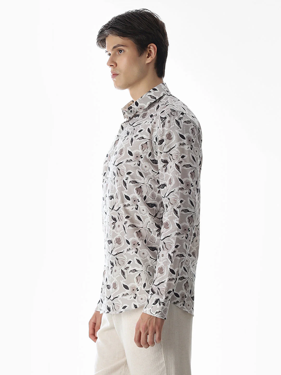 Beige Printed Cotton Shirt - Image 3