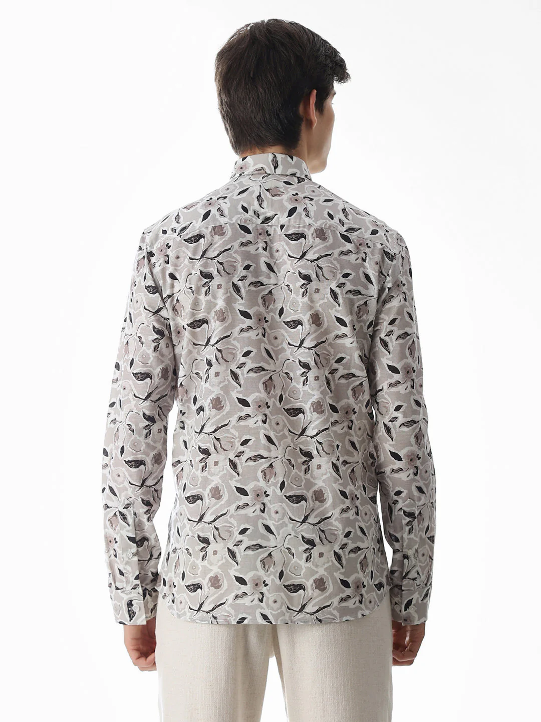 Beige Printed Cotton Shirt - Image 4