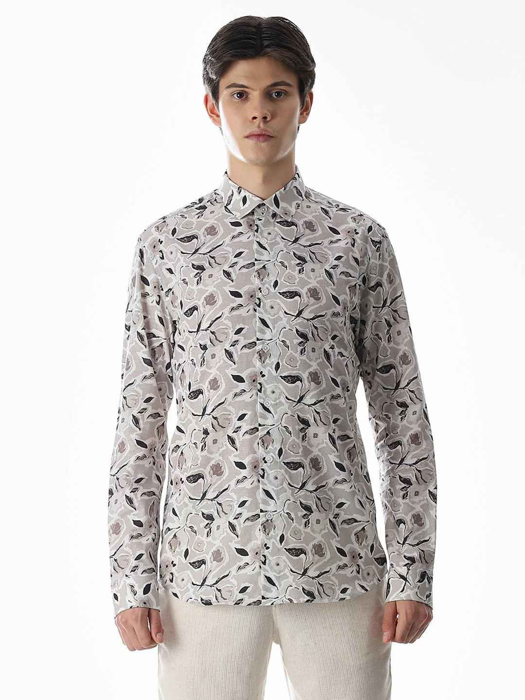 Beige Printed Cotton Shirt - Image 8
