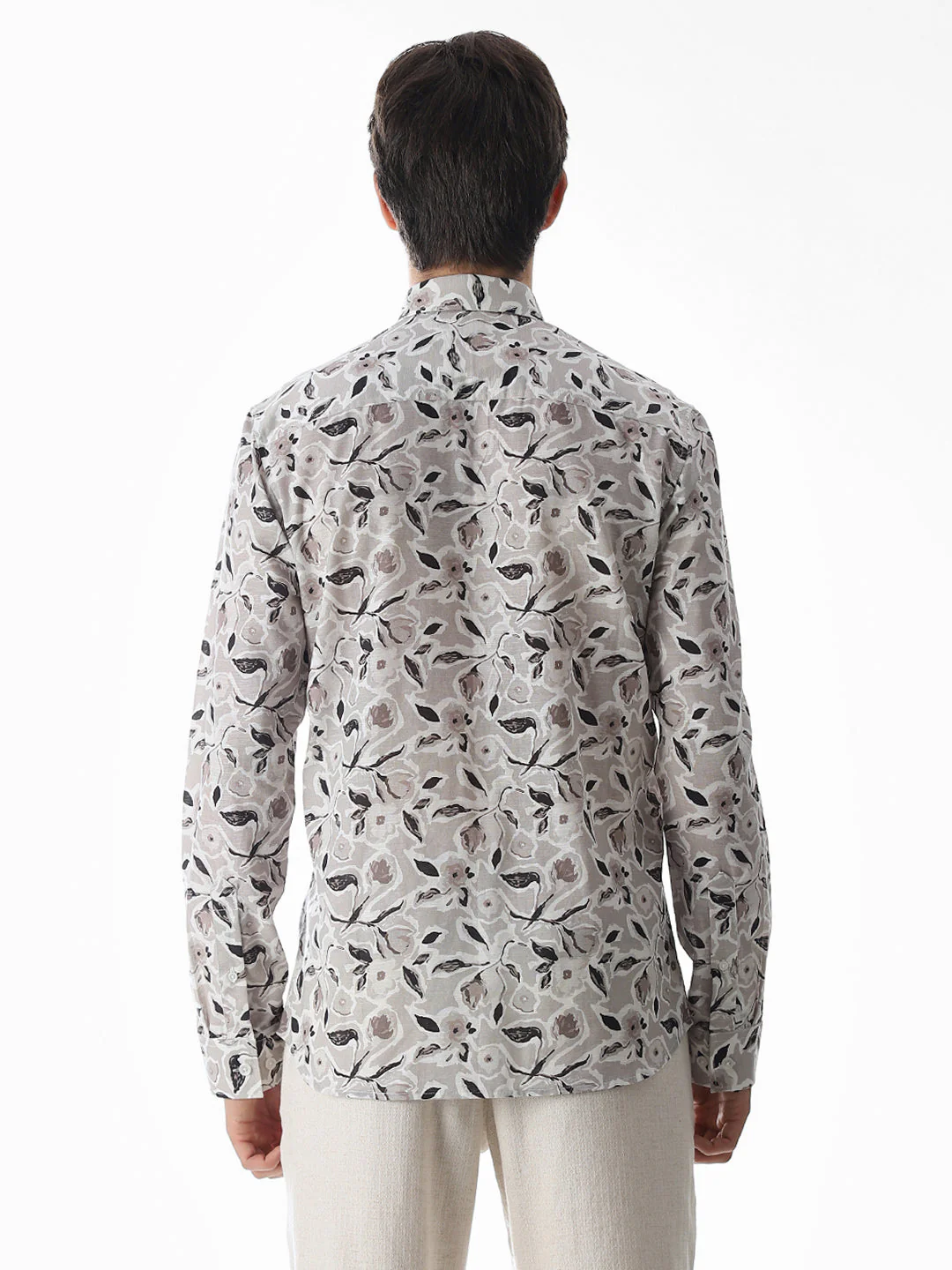 Beige Printed Cotton Shirt - Image 9