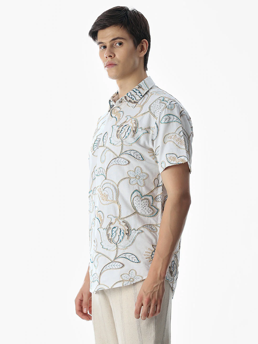 Floral Embroidered Cotton Shirt - Image 3