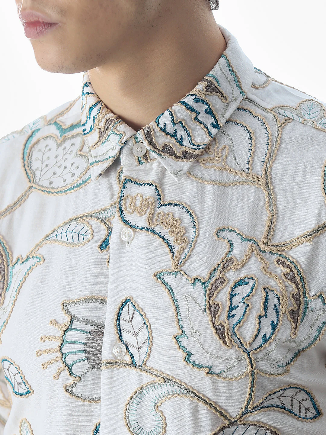 Floral Embroidered Cotton Shirt - Image 5