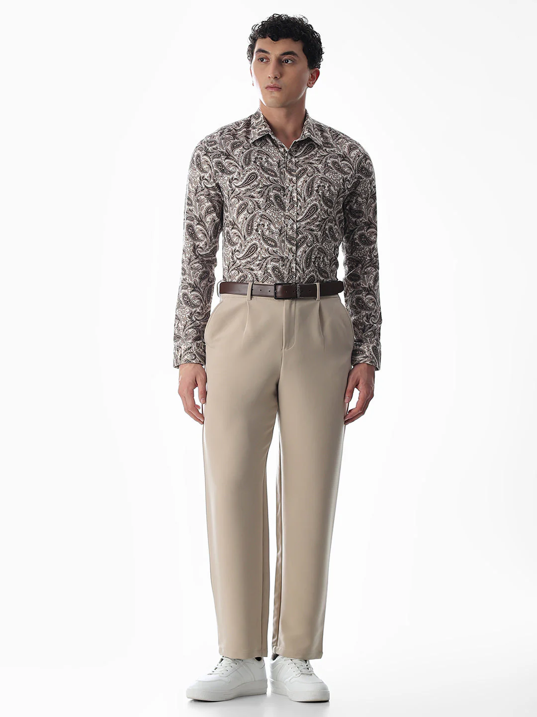 Brown Paisley Print Cotton Shirt - Image 6