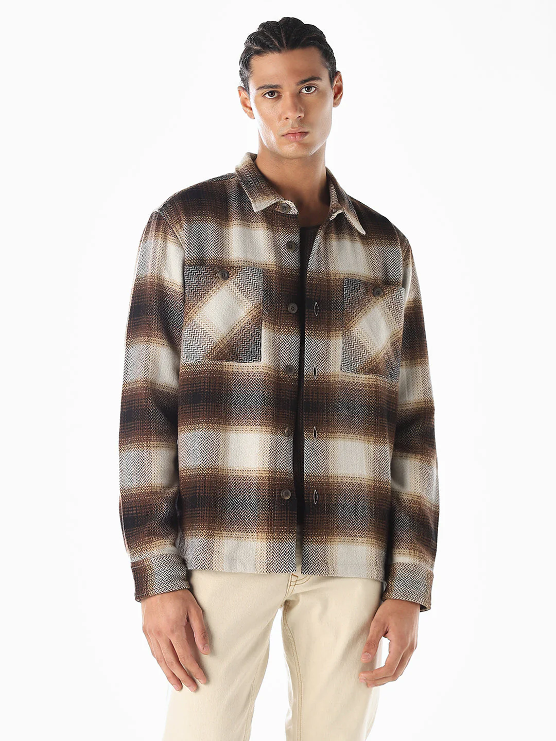 Check Oversized Cotton Shirt - Image 2