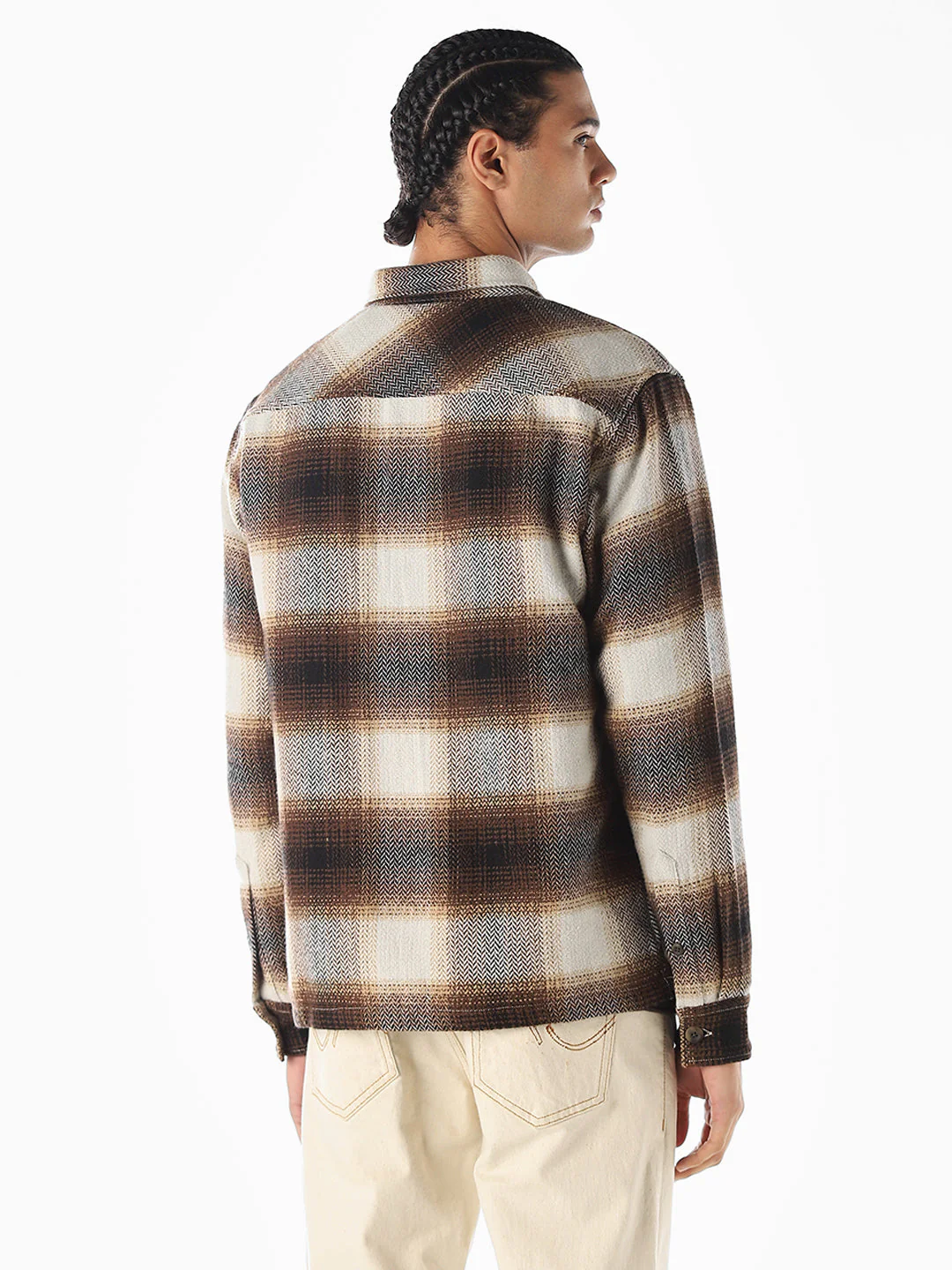 Check Oversized Cotton Shirt - Image 4
