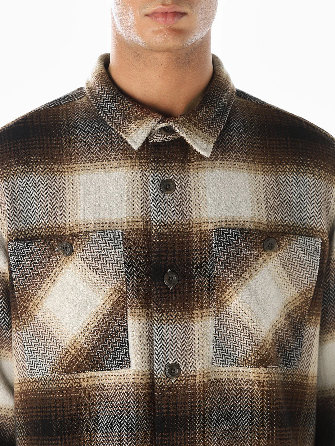 Check Oversized Cotton Shirt - Image 5