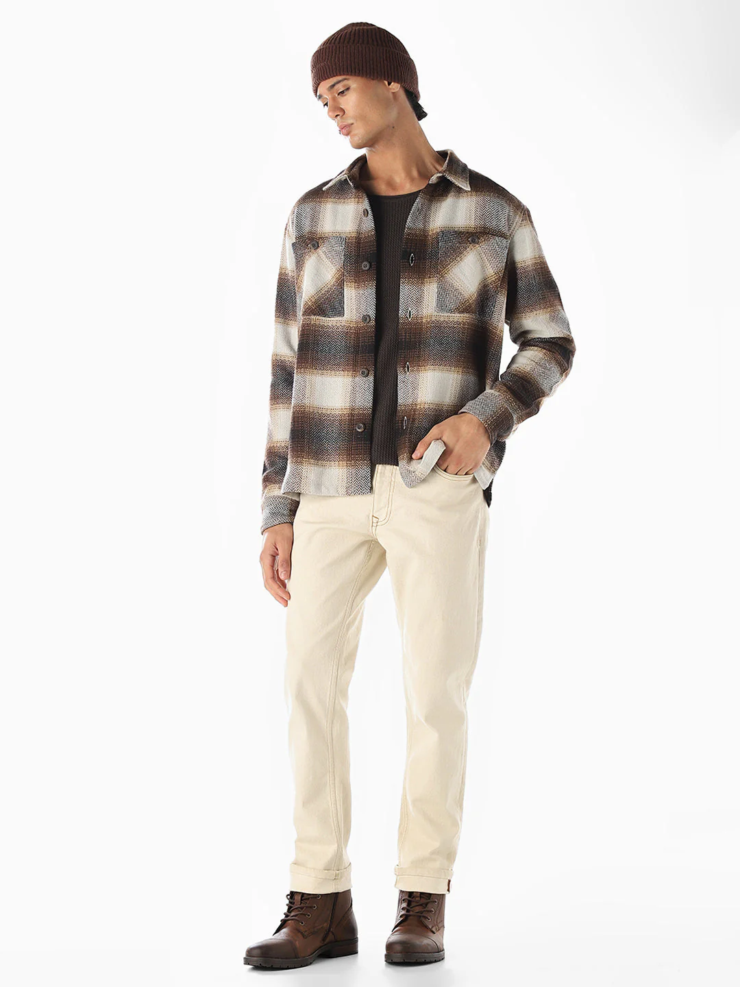 Check Oversized Cotton Shirt - Image 6