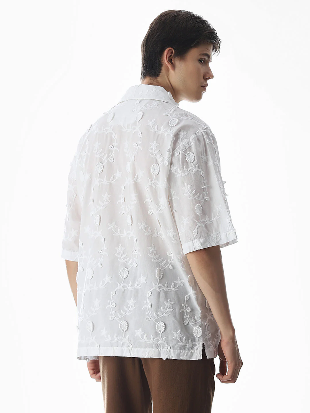 White Embroidered Oversized Shirt - Image 4