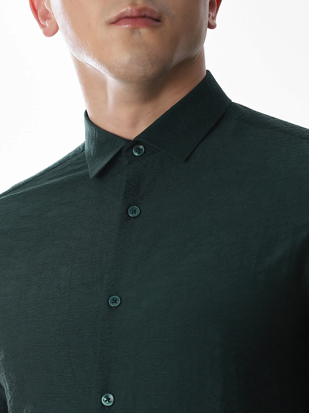 Slim Fit Dobby Shirt - Green - Image 5